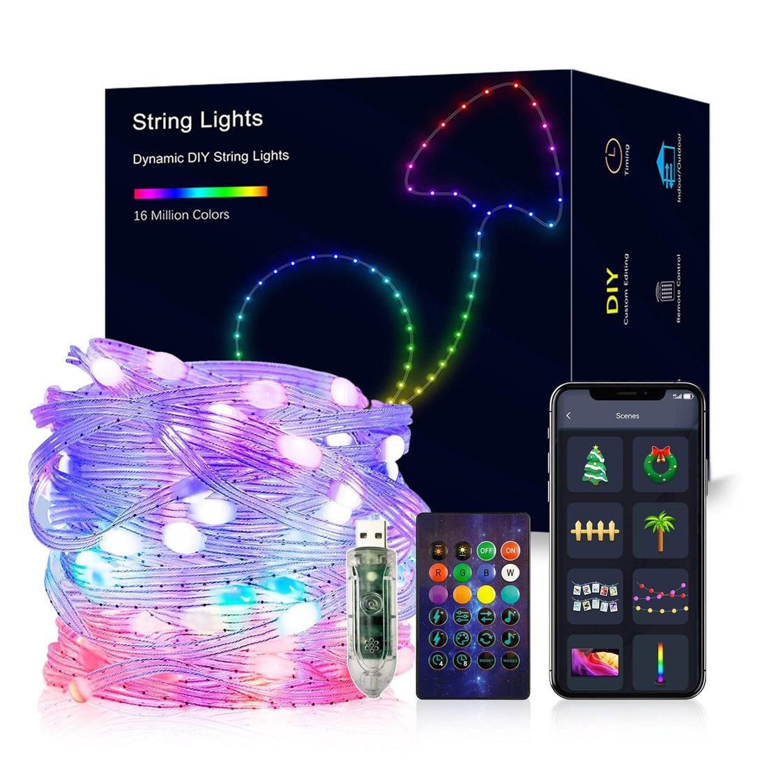 Smart RGB String Lights app controlled color changing fairy lights
