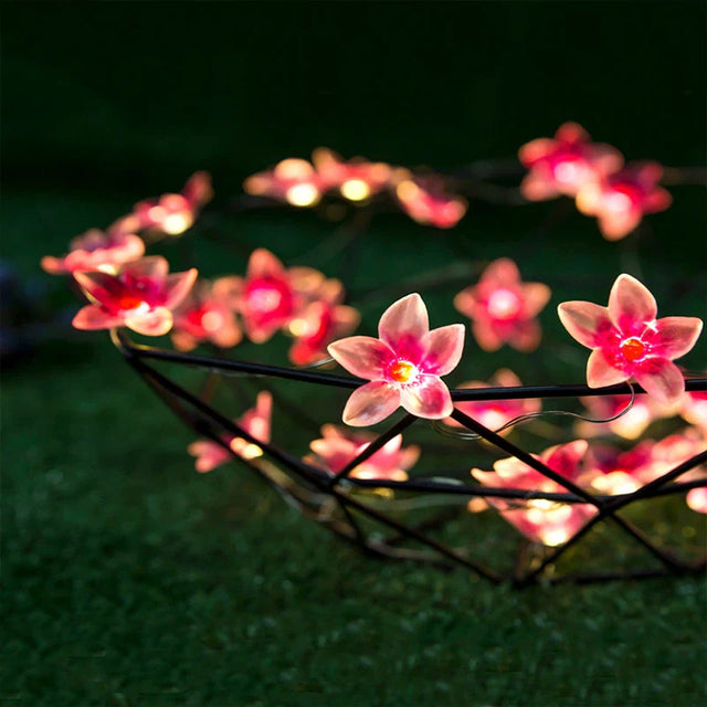 Floral fairy lights for aesthetic bedroom decor with warm ambient glow