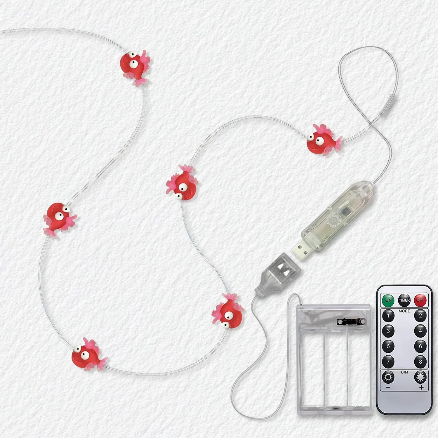 Red Fish Fairy Lights - Battery Powered - Jcfyoo Lights