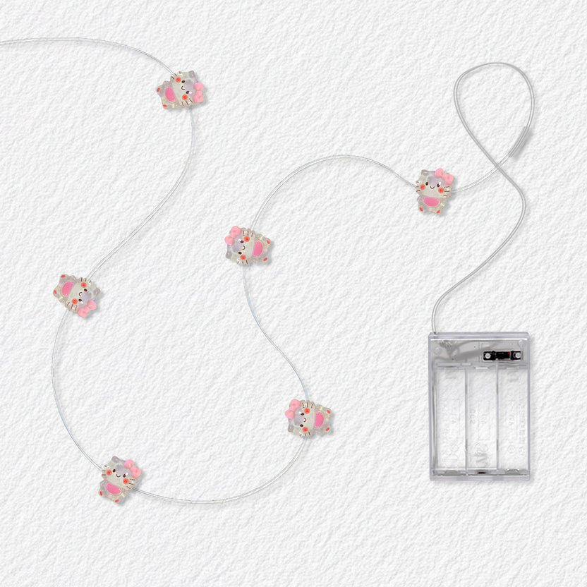 Sleepy Kitten Fairy Lights with 3AA battery pack option