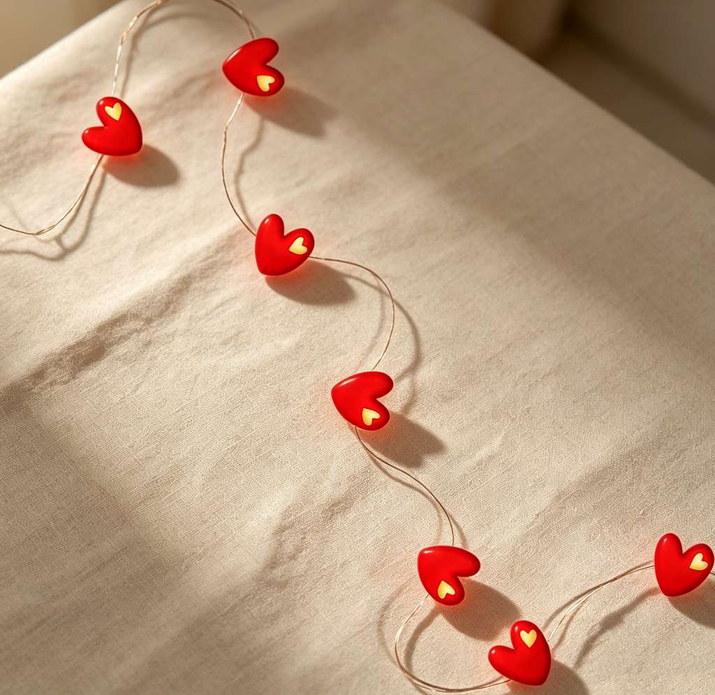 Red Heart Fairy Lights 10ft 30 LED