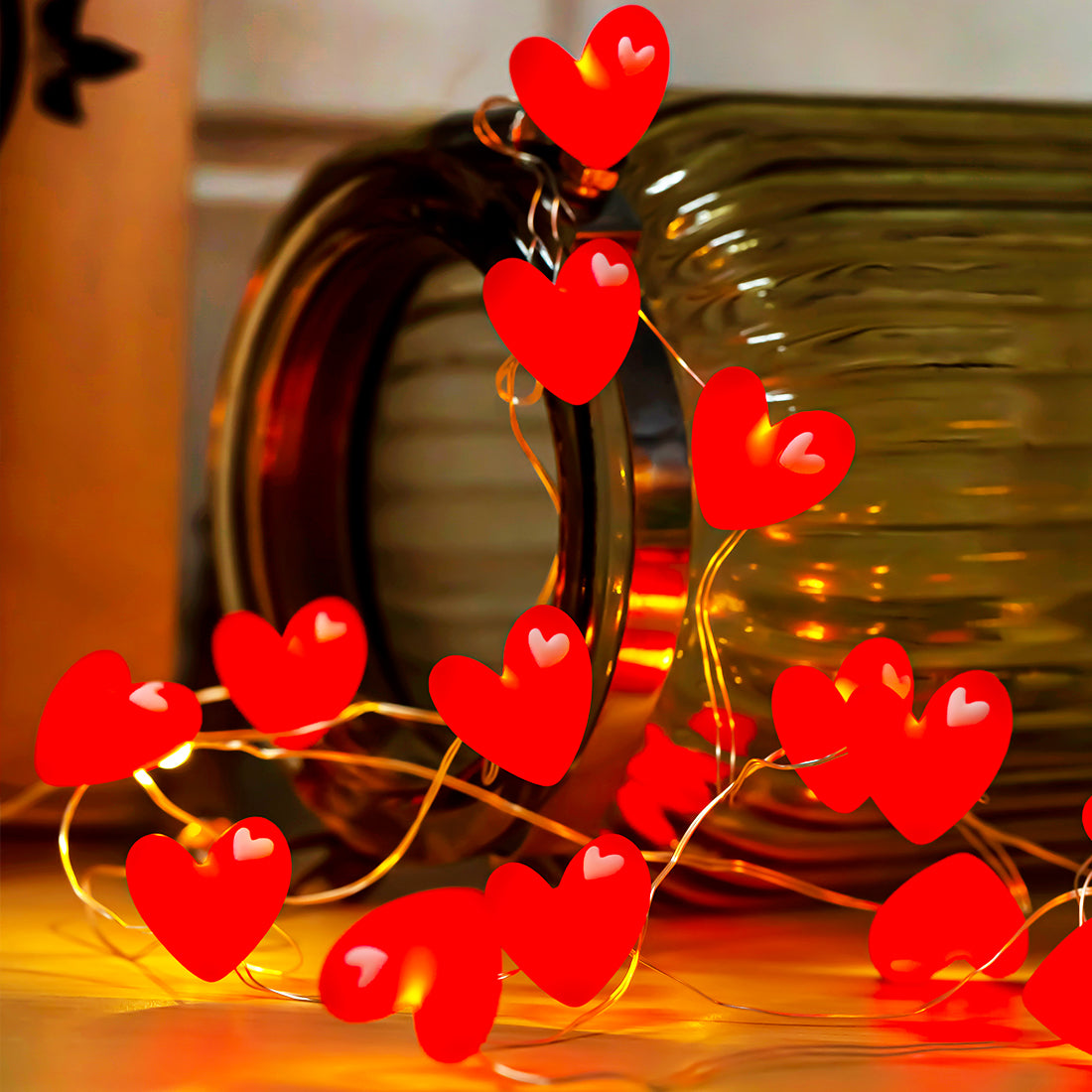 Red Heart Fairy Lights 10ft 30 LED