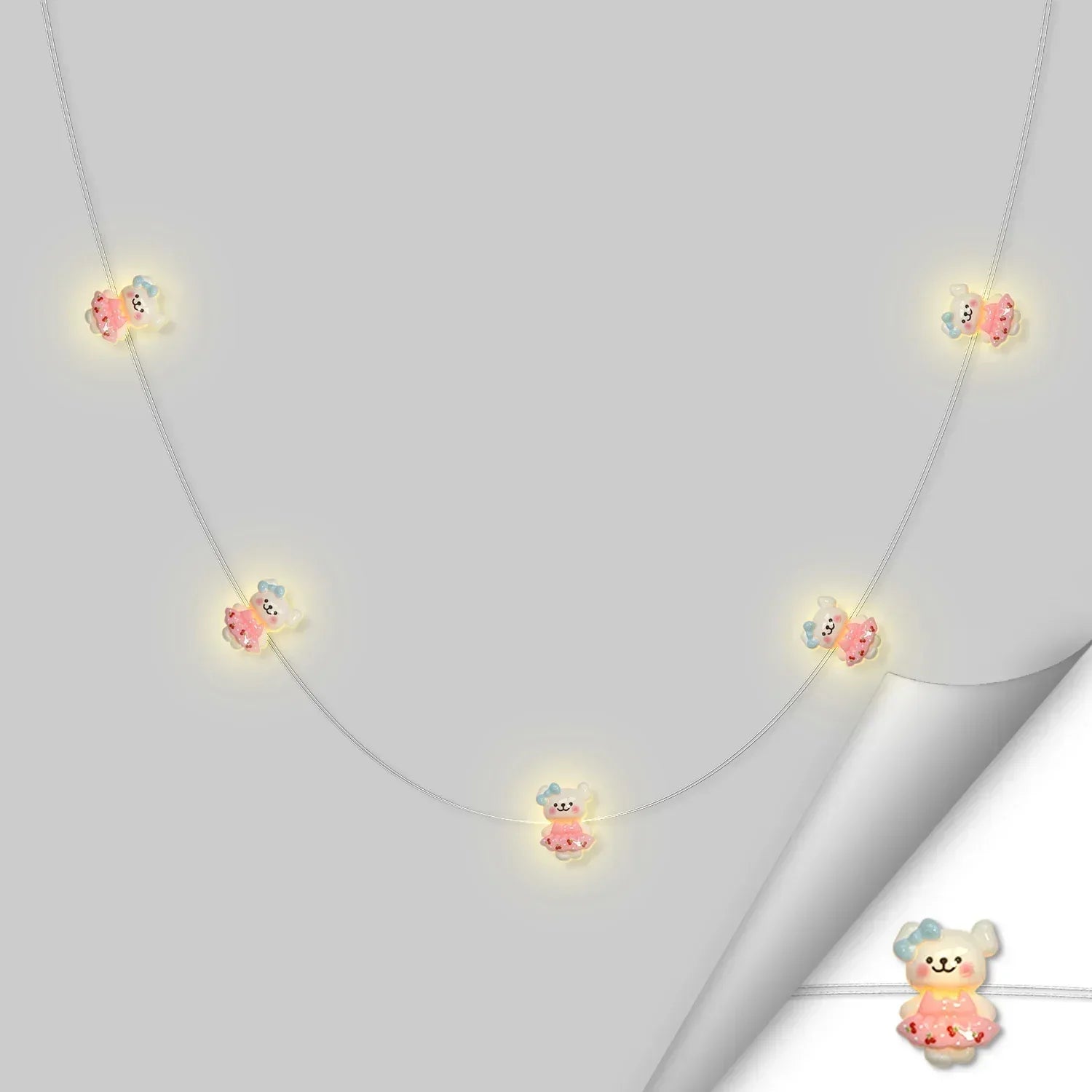 Pink Dress Bear Fairy Lights - Jcfyoo Lights