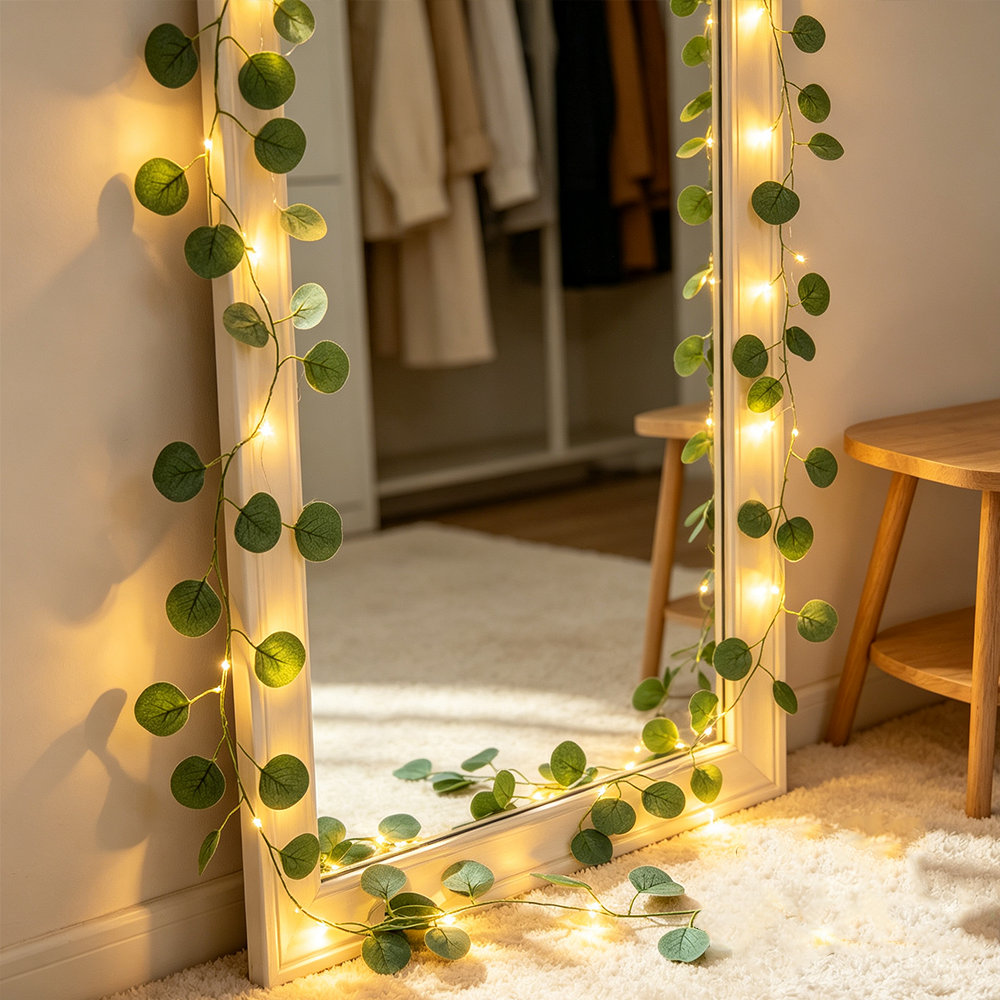 Eucalyptus Fairy String Lights 33ft 100 LED USB & Battery