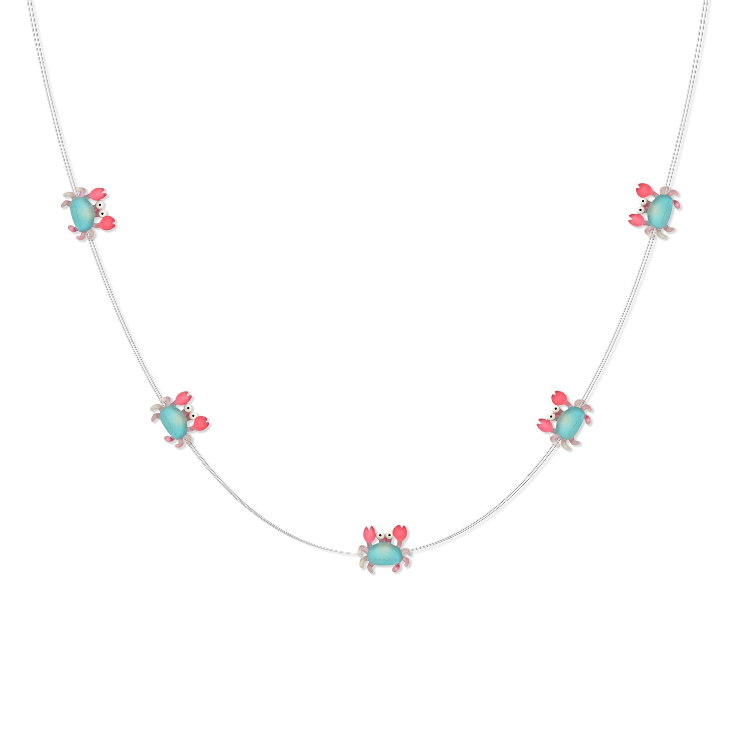 Close-up of Crab LED decorations on flexible copper wire