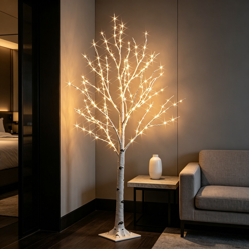 Shapeable birch tree branches for seasonal decoration