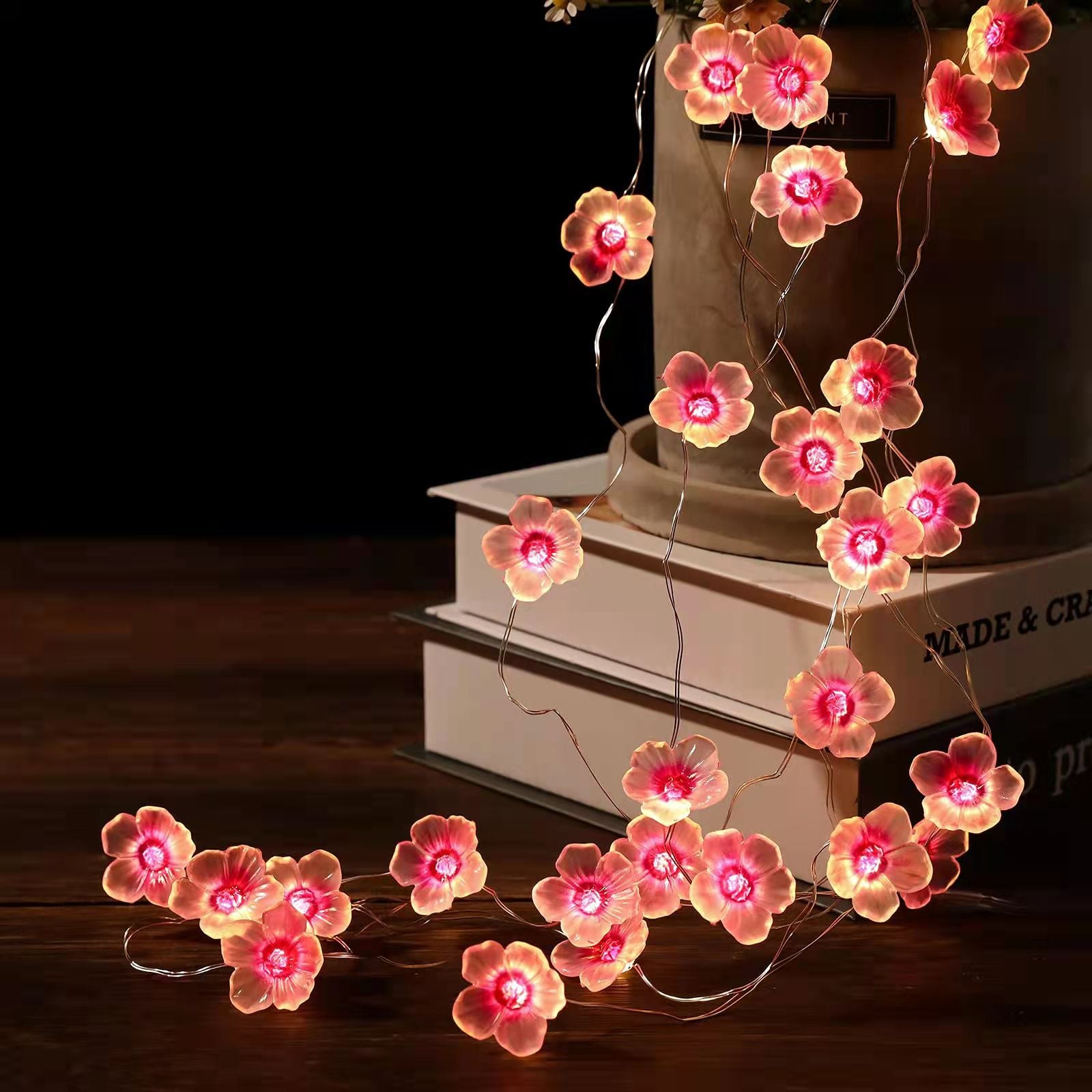 Cherry Blossom Fairy Lights decorating spring-themed bedrooms and romantic spaces