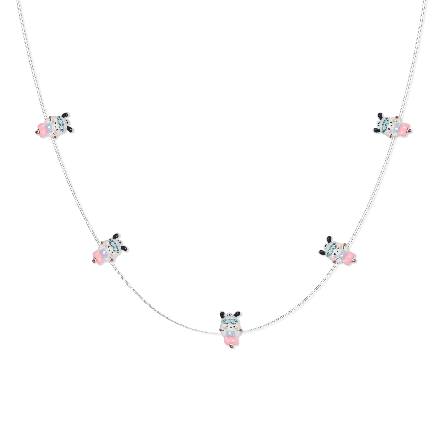 Close-up of Bicycle Riding Dog LED decorations on flexible copper wire