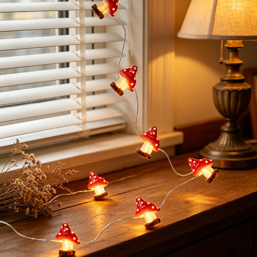 Mushroom Fairy Lights 10ft 30 LED