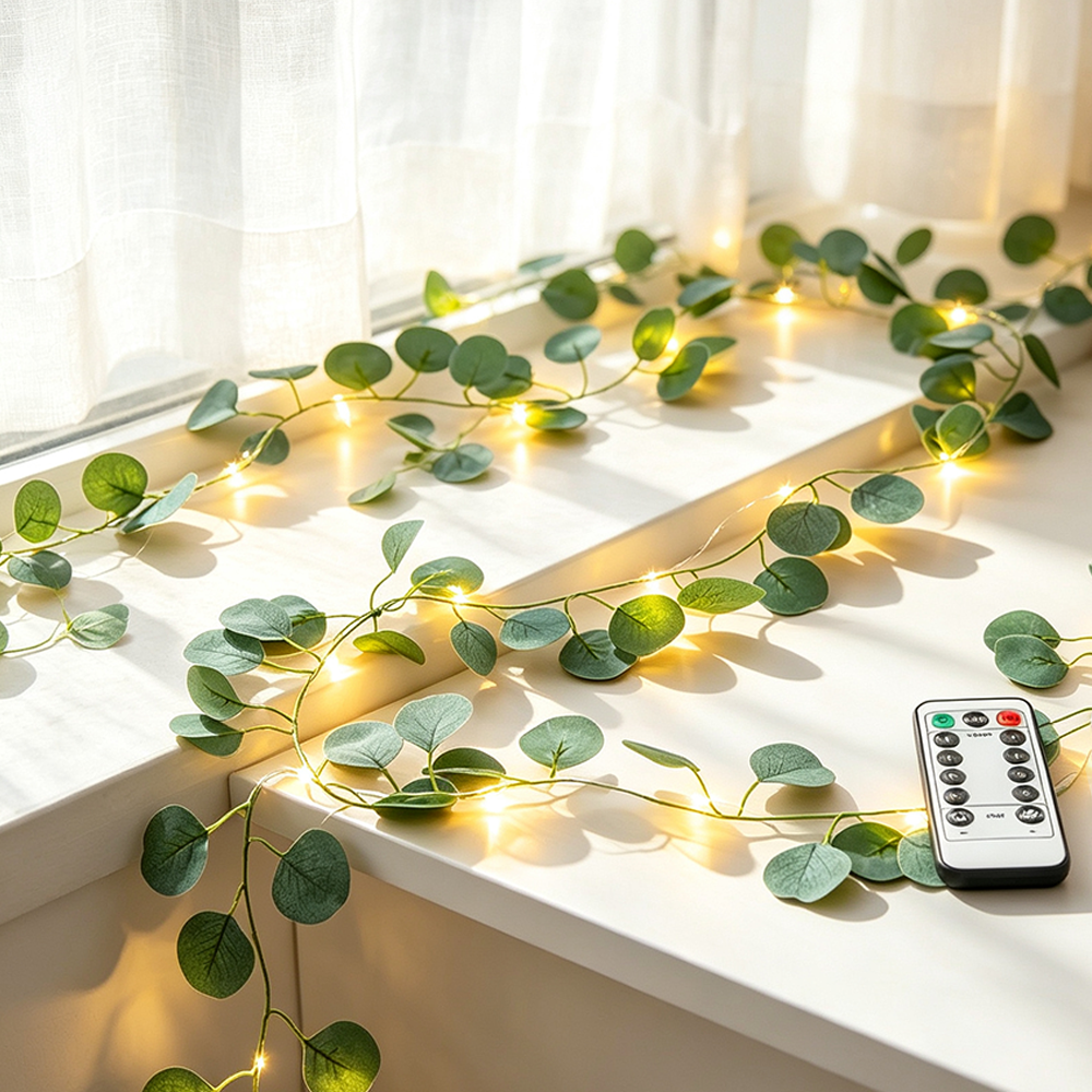 Eucalyptus Fairy String Lights 33ft 100 LED USB & Battery