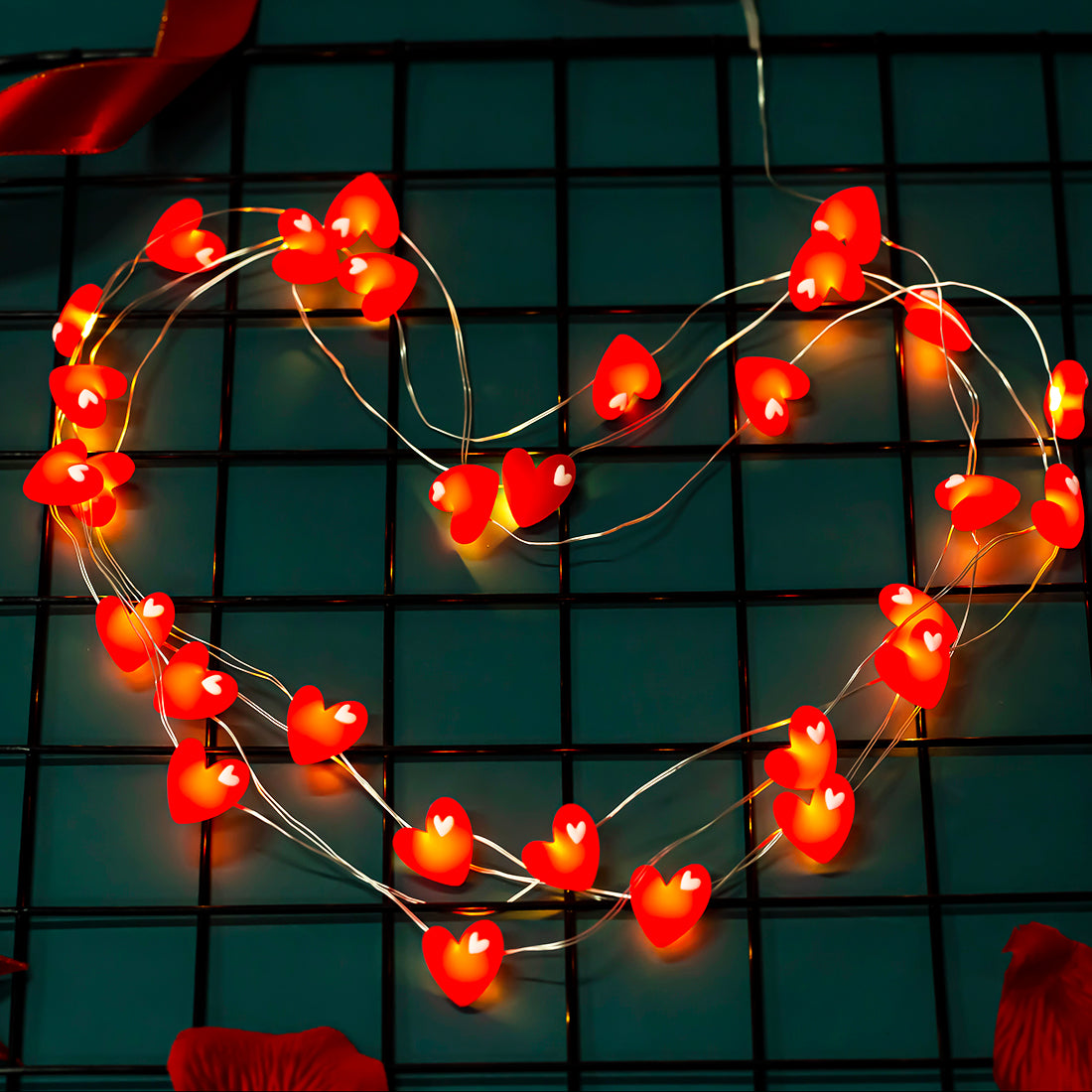Red Heart Fairy Lights 10ft 30 LED