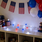 Patriotic Red White Blue Star Fairy Lights 10ft 30 LED