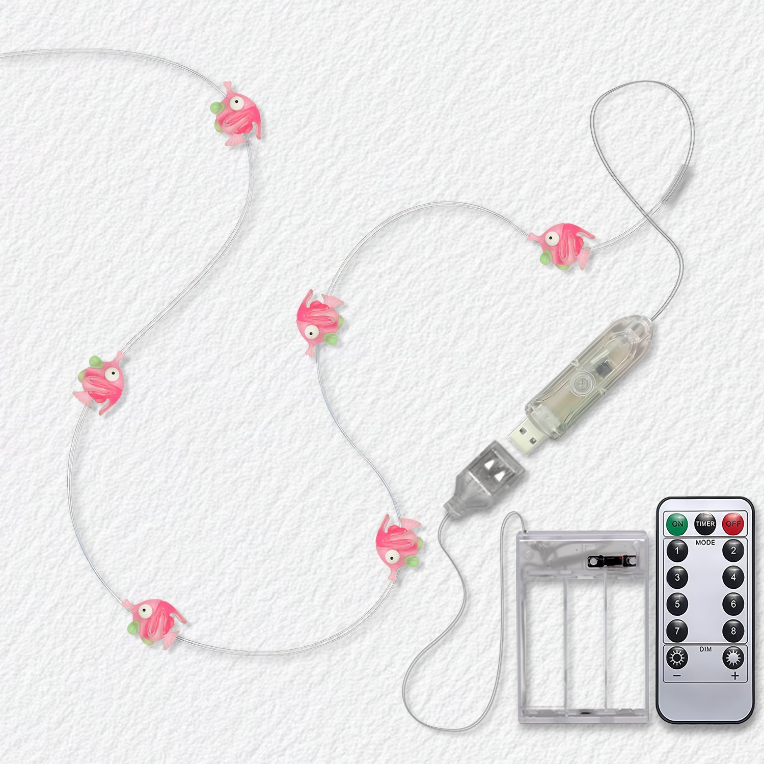 Bubble Fish fairy lights with USB and 3AA battery box 8 mode remote control