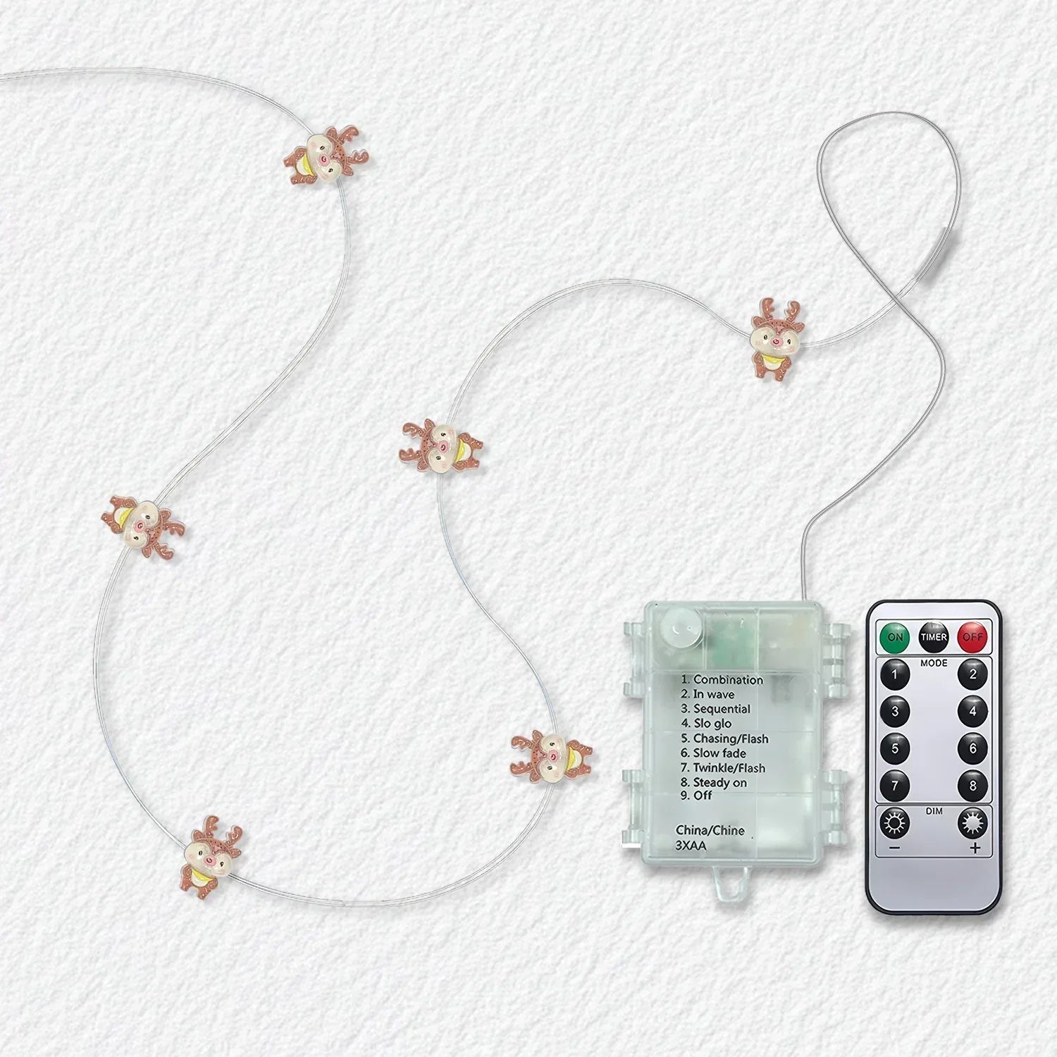 Reindeer Fairy Lights 10ft 30 LED - Battery Operated String Lights