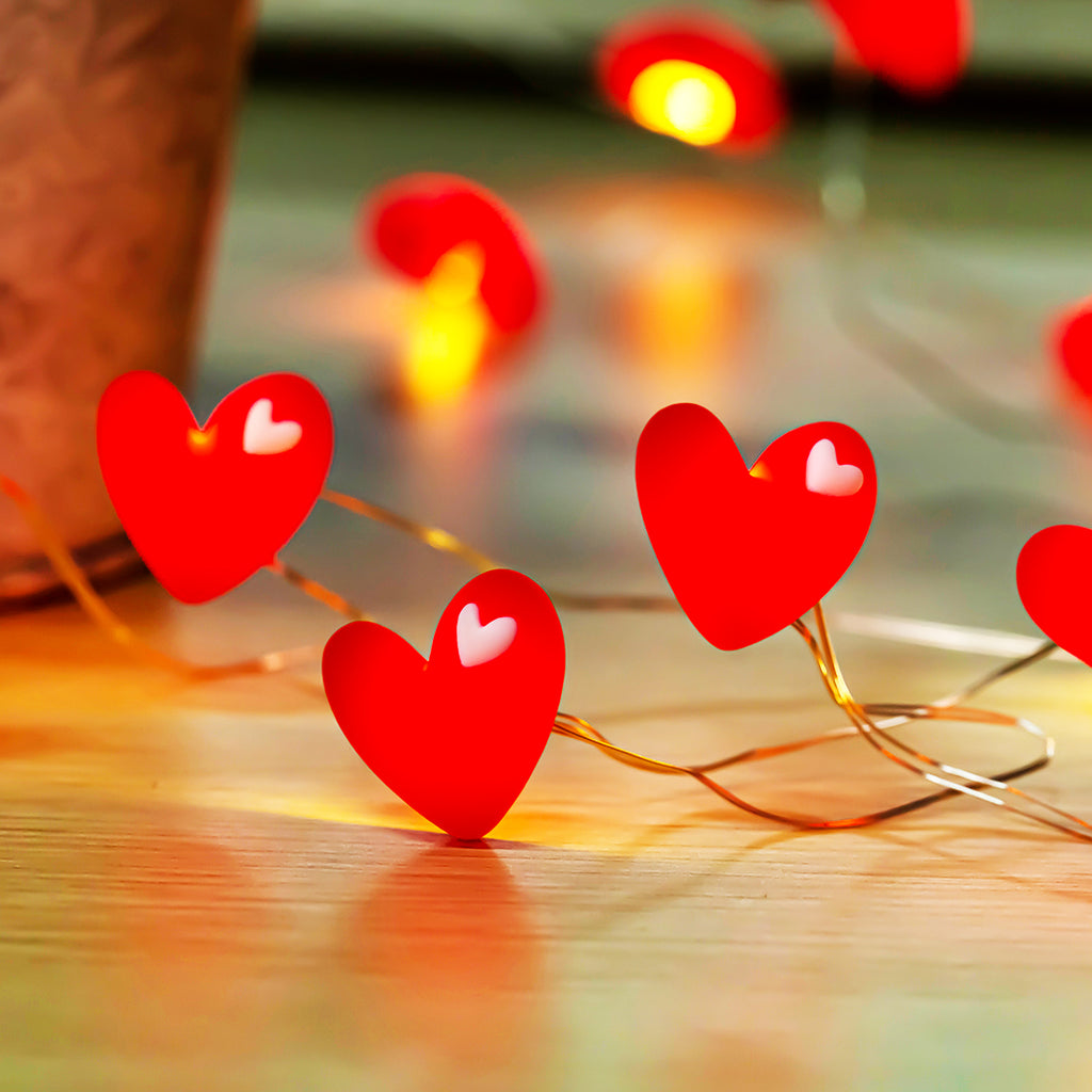 Red Heart Fairy Lights 10ft 30 LED