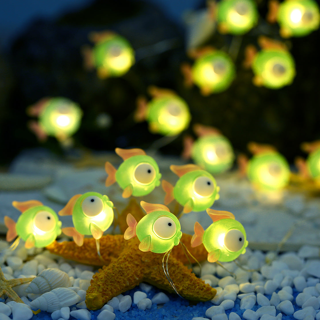 Green fish string lights for bedroom