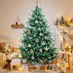 Crisp-white fairy lights decorating a Christmas tree in a living room