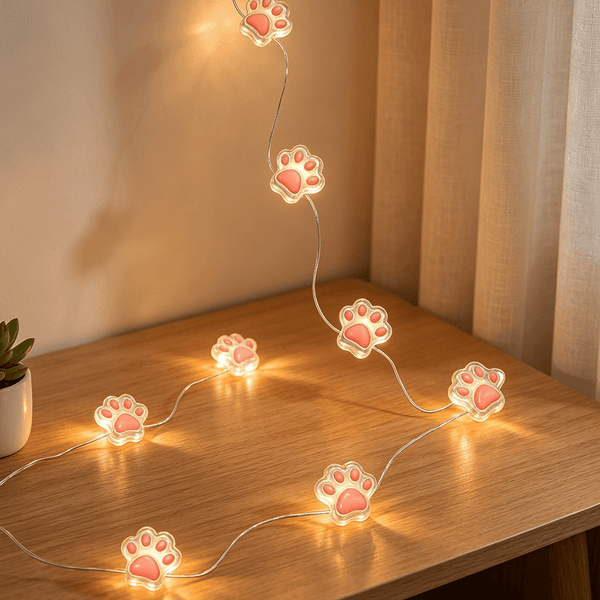 Pink Bear Paw Fairy Lights 10ft 30 LED