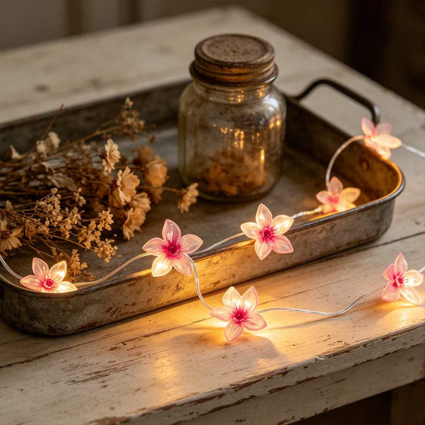 Pink Flower Fairy Lights 10ft 30 LED