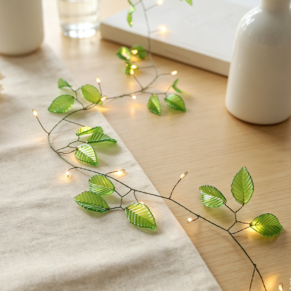 Green Leaf Firecracker String Lights