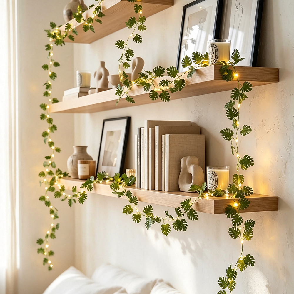 Monstera Leaf String Lights, 33 ft 100 Warm White LEDs