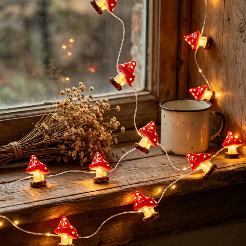 Mushroom Fairy Lights 10ft 30 LED