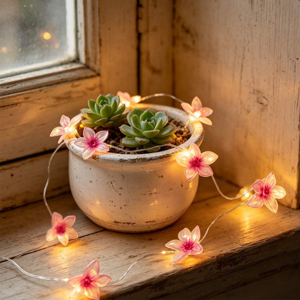 Pink Flower Fairy Lights 10ft 30 LED