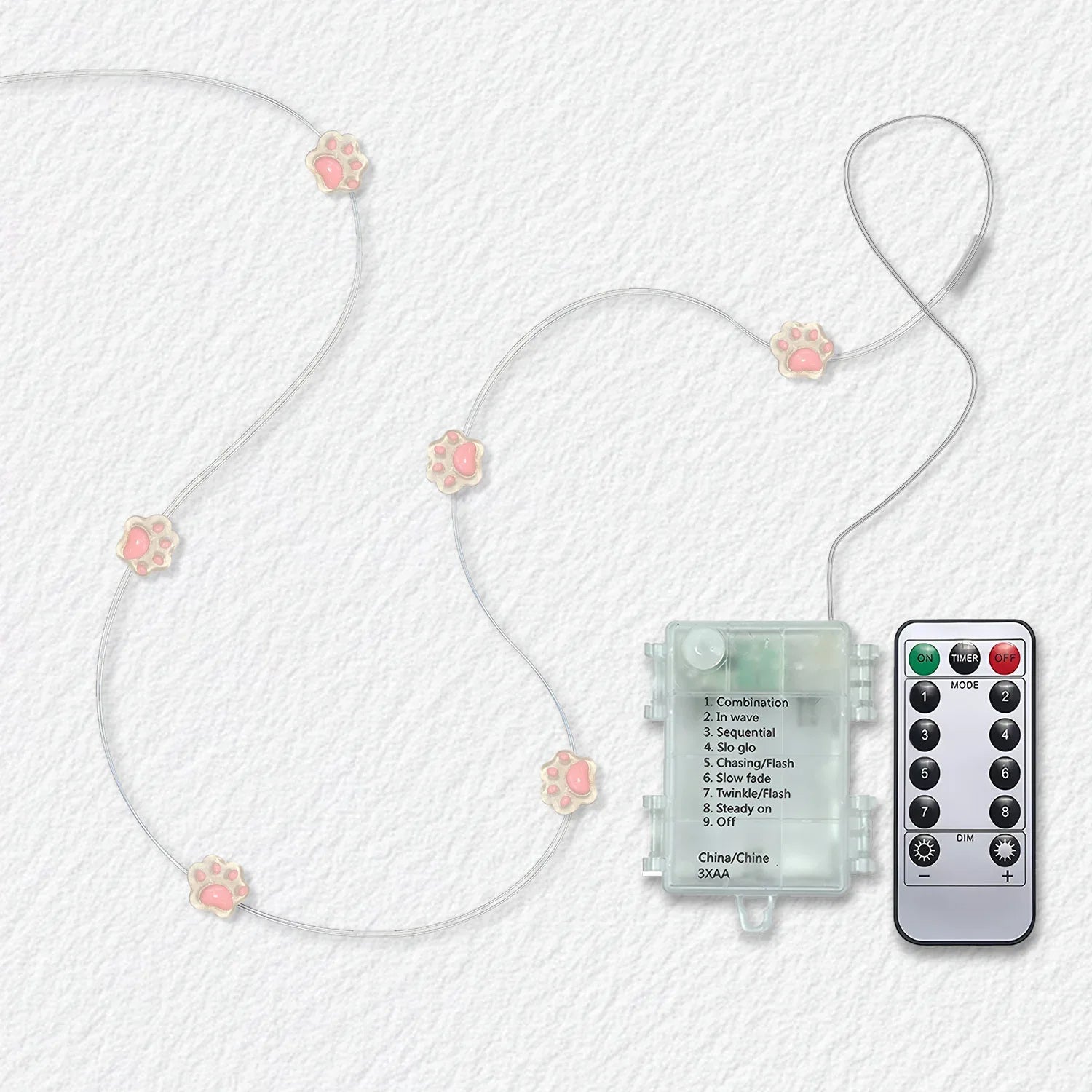 Pink Bear Paw Fairy Lights - Jcfyoo Lights