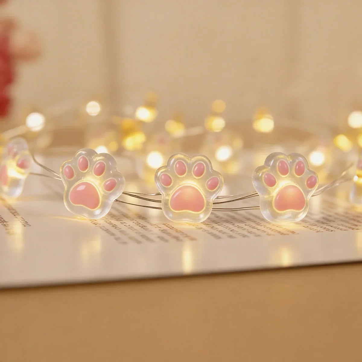 Pink Bear Paw Fairy Lights - Jcfyoo Lights