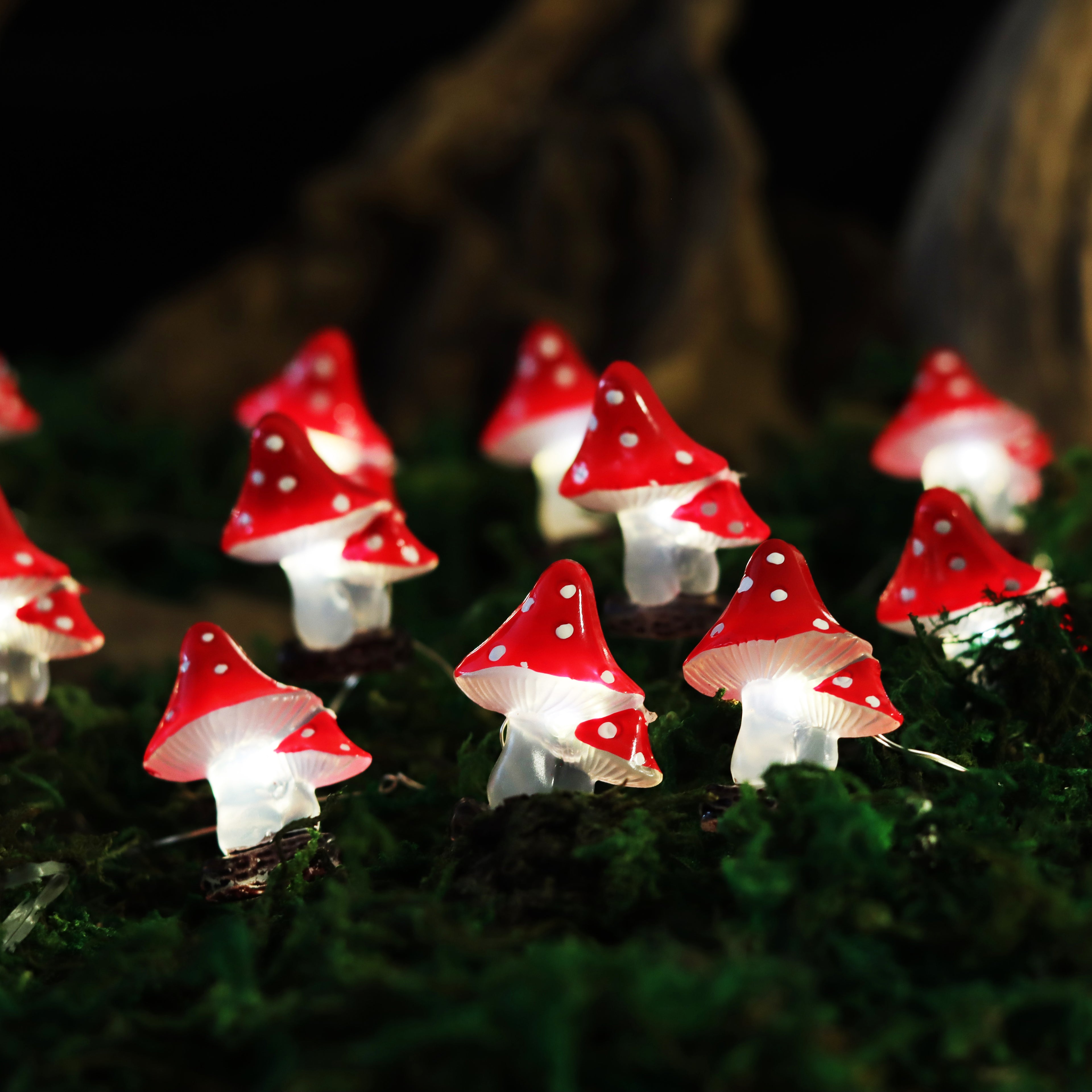 Red Mushroom Fairy Lights decorating kids?¡¥ whimsical rooms and nature spaces