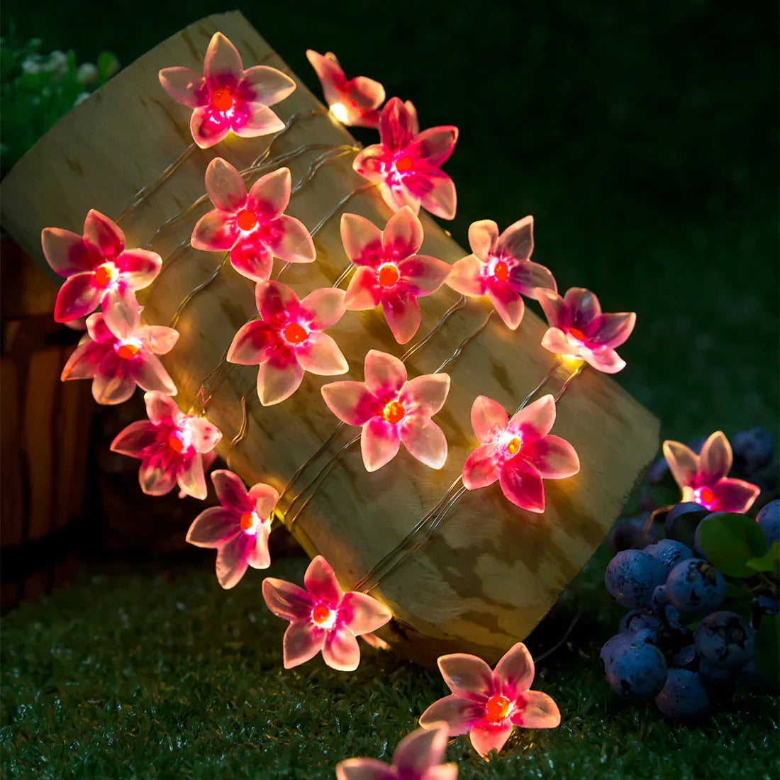 Pink Flower Fairy Lights - Battery Powered - Jcfyoo Lights