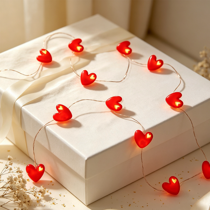 Red Heart Fairy Lights 10ft 30 LED