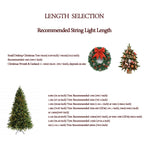 Illustrated length selection guide for wreath and Christmas-tree lighting
