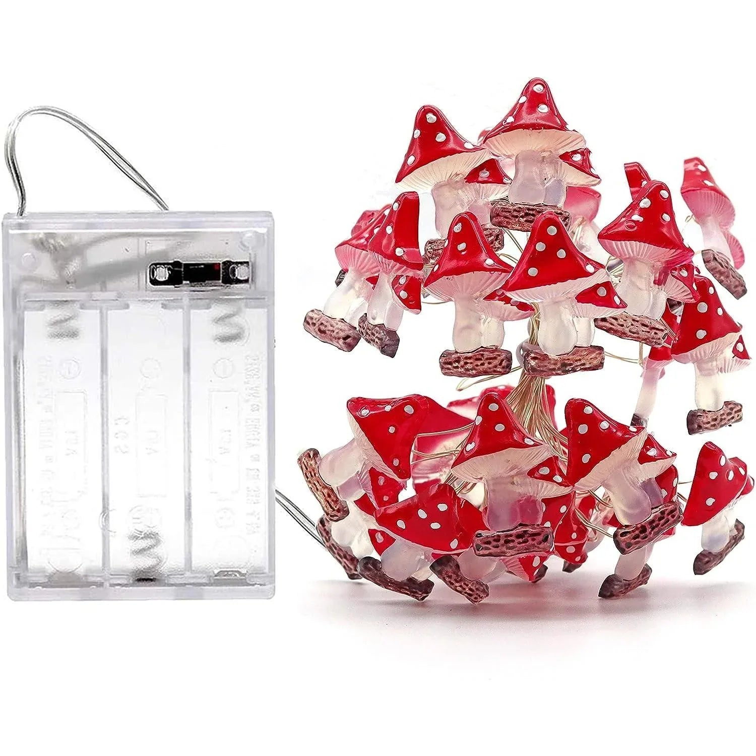 Red Mushroom Fairy Lights - Battery Powered - Jcfyoo Lights