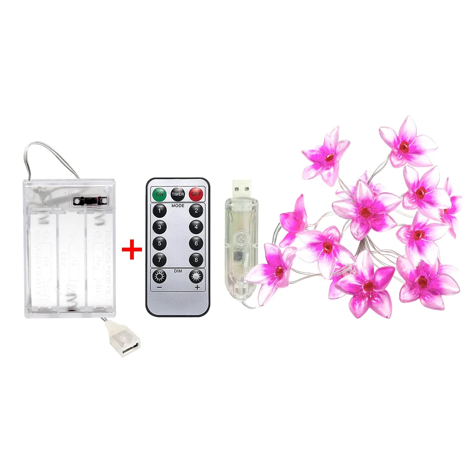 Pink Flower Fairy Lights - Battery Powered - Jcfyoo Lights