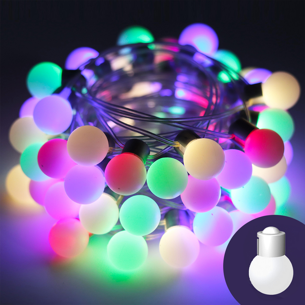 33ft Bulb String Lights, 66 Warm White LEDs