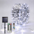 Micro LED fairy lights on a reel with a solar panel, USB lead and remote
